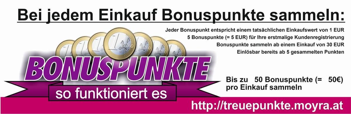 Wir belohnen Ihre Treue mit Bonuspunkten. Sammeln und bis zu 15% sparen!